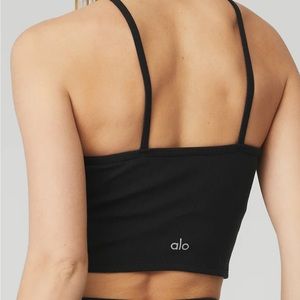 Alo Goddess Ribbed Cross Crop Top